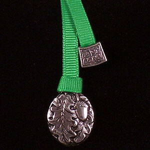 OAK LEAF Oberon Design PEWTER BOOKMARK pendant on green ribbon, acorn tree in Books, Accessories, Bookmarks | eBay