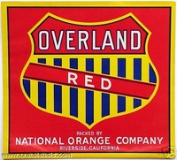OVERLAND RED Riverside Railroad EX COND Orange Label
