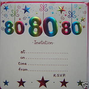 80th Birthday Party on 80th Birthday Party Invitations Invites 10 Pack   Ebay