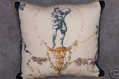 Toile Pillow Musician Print and Velvet  