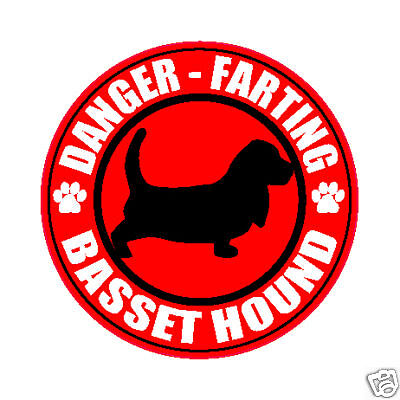 FARTING BASSET HOUND FART 5 DOG STICKER  