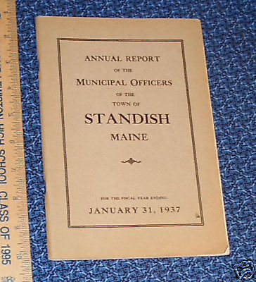 1937 Annual Report   Standish Maine   History  