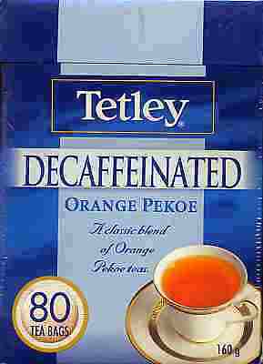 Decaffeinated Tea Tetley Orange Pekoe Tea 80 tea bags  