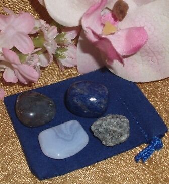 TAURUS*4 LUCKY STONES* ZODIAC SET CRYSTAL HEALING POUCH  