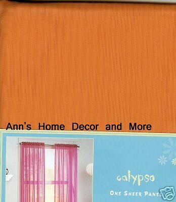 CALYPSO BRIGHT ORANGE SHEER CURTAINS PANELS 63L SET  