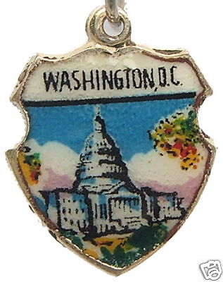 WASHINGTON DC US CAPITOL 9 Silver Travel Shield Charm  