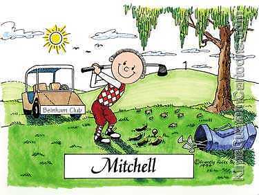 CUTE* Personalized Male Golf Cartoon Great Gift Idea  