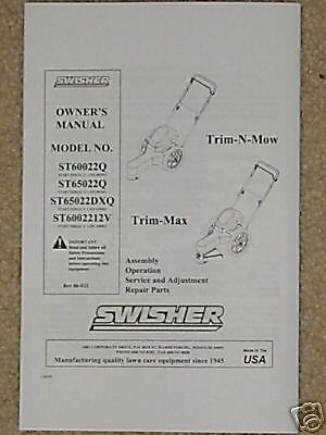 Swisher Trim N Mow Owners & Illustrated Part Manual  