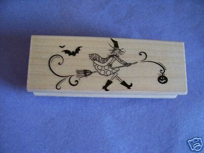 HERO ARTS RUBBER STAMPS MAGIC BROOM FLOURISH HALLOWEEN  