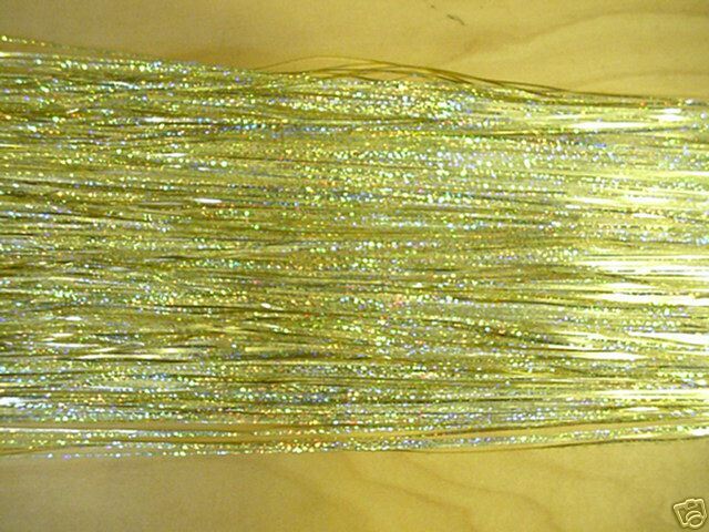 25 Strands   GOLD HOLOGRAPHIC HAIR BLING EXTENSION  