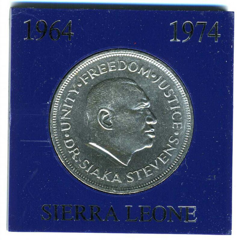 Sierra Leone 1964   1974 Coin   10th Anniversary Bank  