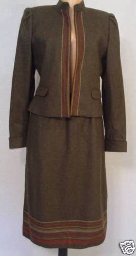 Vintage 70s SASSON Wool Skirt and JACKET Set Suit 8/9  