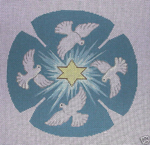 LEE Judaica Doves HP Kippah Needlepoint Canvas  