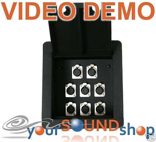 Stage Floor Recessed Audio Pocket Box with 8 XLR Mic Plugs  OSP Elite 