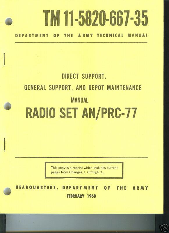 Radio Set AN/PRC 77, Maintenance Manual  