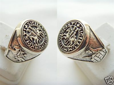 SILVER 925 THE SEAL OF KNIGHTS TEMPLAR MASONIC RING  