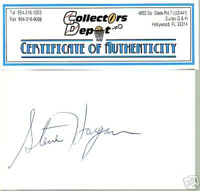 STEVE HARGAN Signed Index Card Autograph LOA COA  