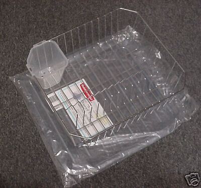 RUBBERMAID LARGE CHROME DISH DRAINER MAT & UTENSIL CUP  