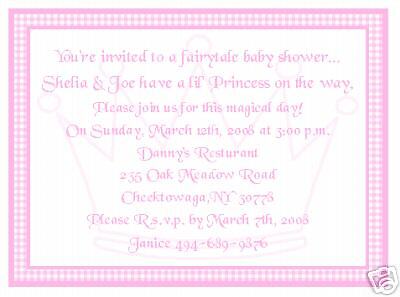 LITTLE PRINCESS ON THE WAY BABY SHOWER INVITATIONS  