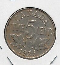 1926 Far 6 Variety Nickel Key Date 5 Cent Coin  