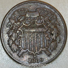 Two Cent Piece 1869 scratched  