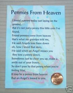 Pennies from Heaven Poem Card | eBay