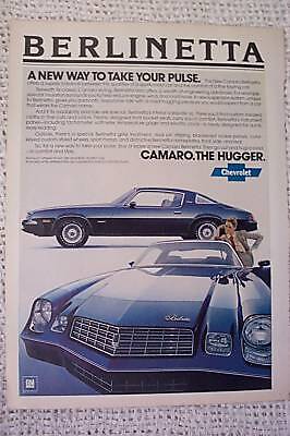 CAMARO THE HUGGER BERLINETTA CHEVROLET VINTAGE AD 1978  