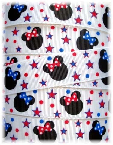 OH MY PATRIOTIC MINNIE MOUSE STAR GROSGRAIN RIBBON  