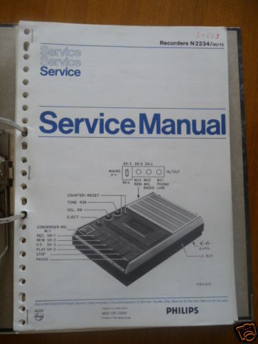 Service Manual Philips N 2234 Cassetten Record,ORIGINAL