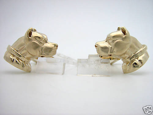 Gold Pitbull Cufflinks Pit Bull Cuff Links Dog Animal  