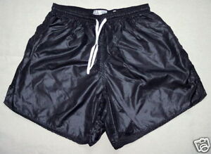 Black Wet Look Shiny Nylon Soccer Shorts Mens Small *NEW*