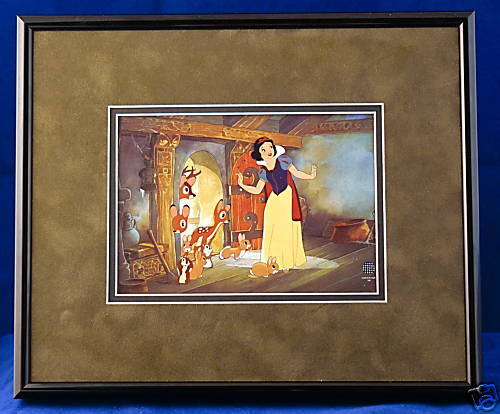 SNOW WHITE AND THE SEVEN DWARFS FRAMED CEL PROMO CARD  