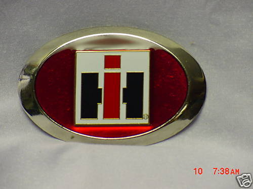 International Harvester logo belt buckle, red metal NEW  