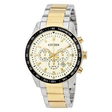 Citizen Cream Dial Mens Two Tone Chronograph Watch AN8076-57P