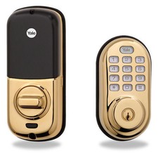 Yale Electronic Push Button Deadbolt Motorized Lock Zwave Alexa SmartThings Gold