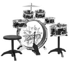 BCP Kids Toy Musical Instrument 11 Piece Kids Drum Set W/ Stool, Drumsticks